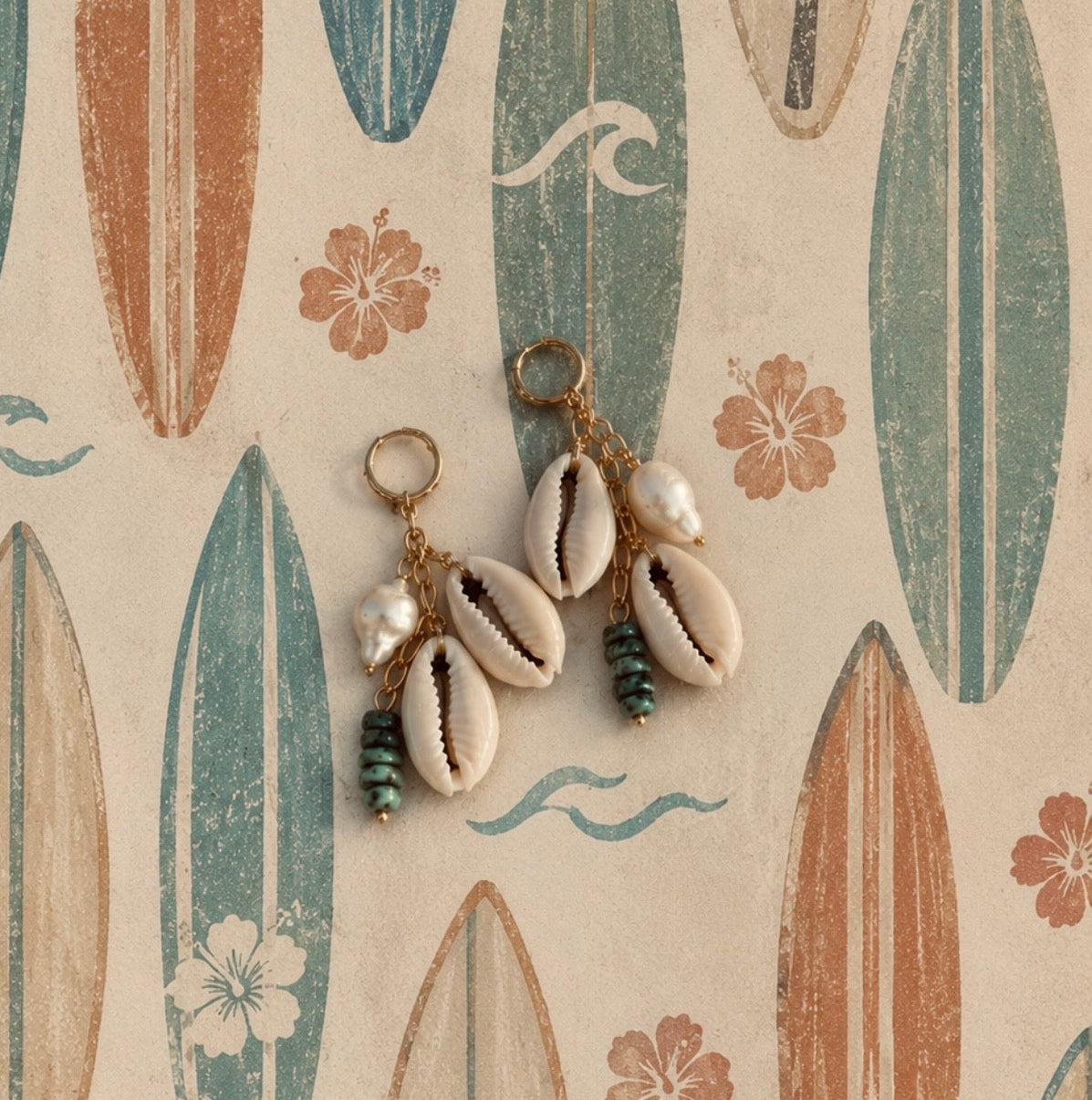 Cowrie beaded earrings