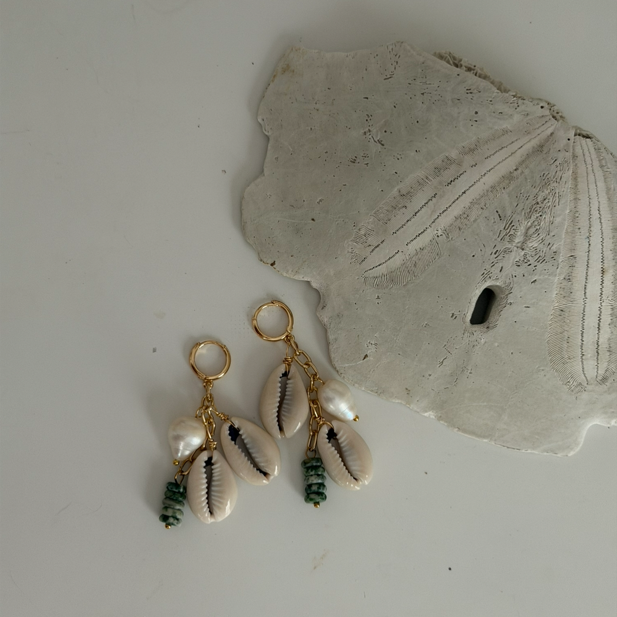 Cowrie beaded earrings