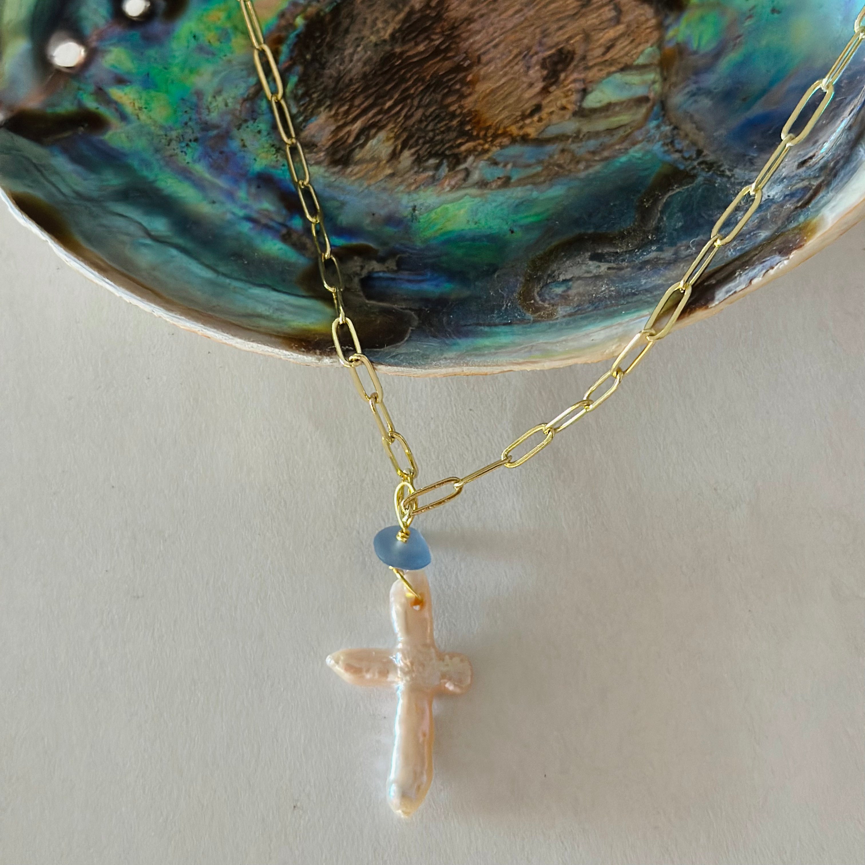 The Cross Seaglass Necklace