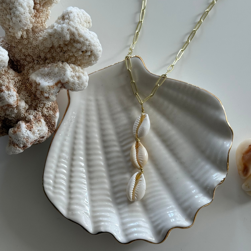 Triple Cowrie Necklace