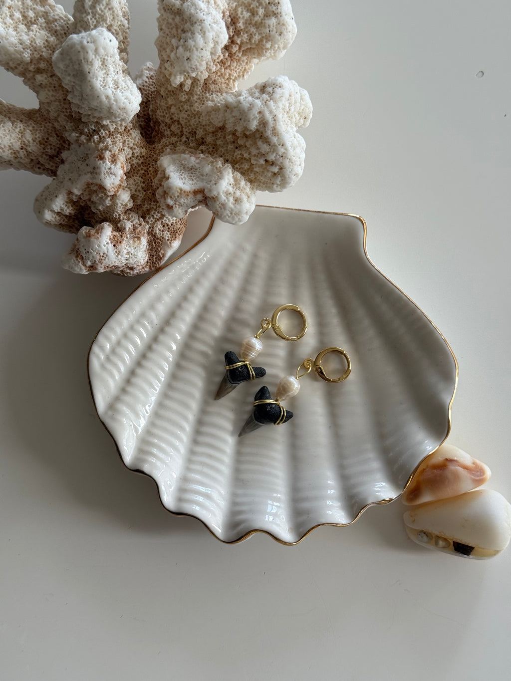 Shark Tooth Pearl Earrings