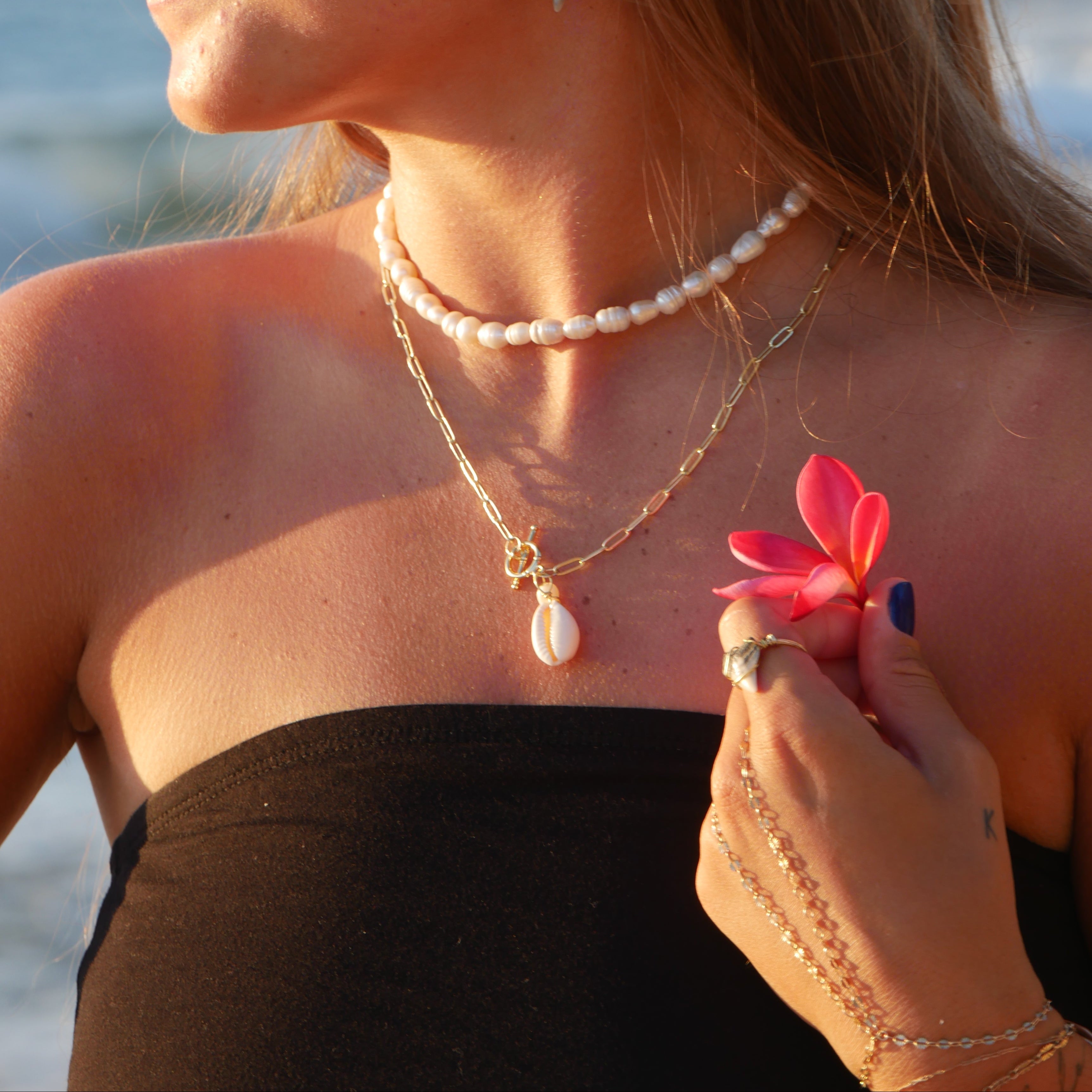 Cowrie Shell Link Necklace