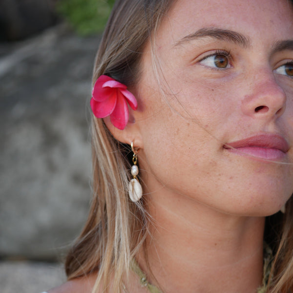 Cowrie Pearl Earrings
