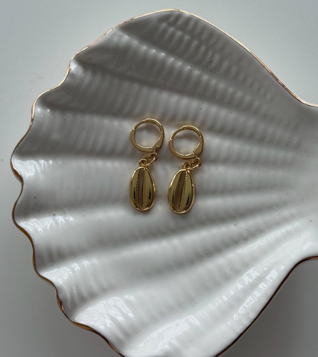 Cowrie GOLD FILLED Hoops