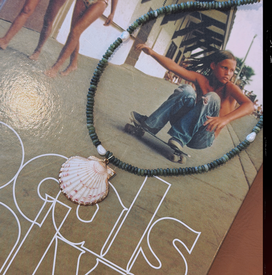 Sage Shell Beaded Necklace