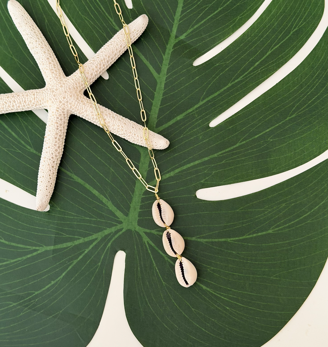 Triple Cowrie Necklace