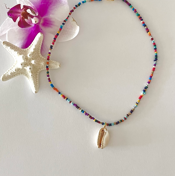 Puka Shell Multi Colored beaded necklace